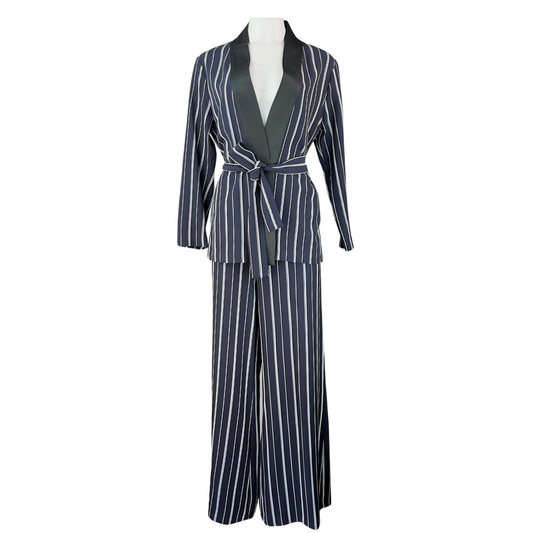 Renamed Navy, Black and White Stripe PJ Suit