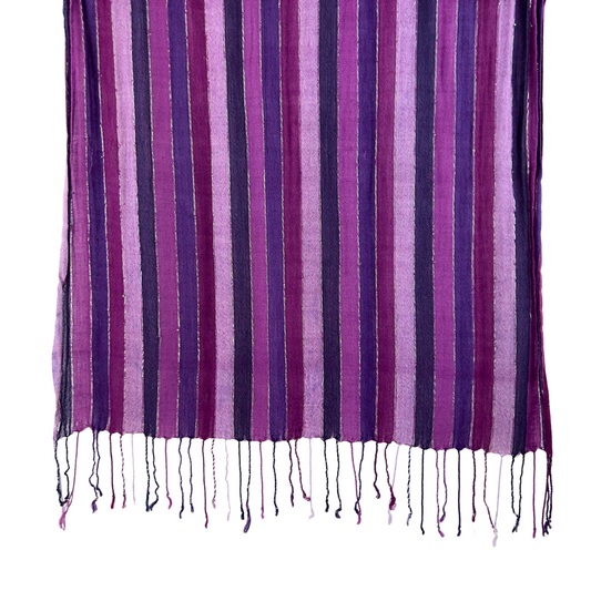 Long Neck Scarf in Purple and Silver Stripes