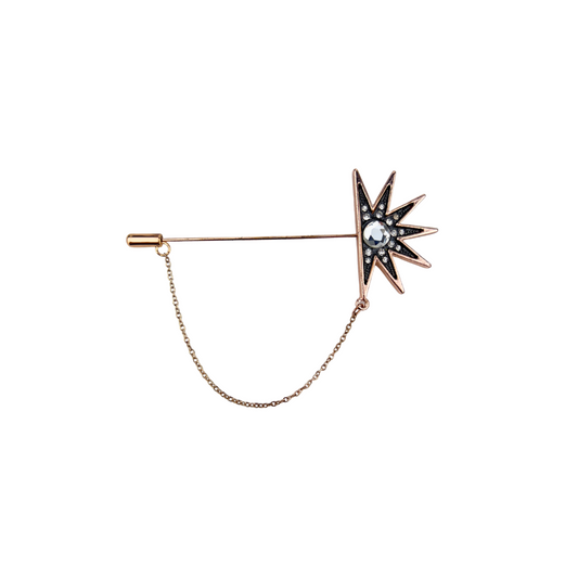 Art Deco Sunburst Lapel Pin in Rose Gold