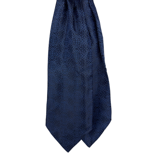 Navy Satin Tonal Pattern Cravat