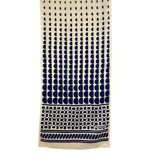 Cardiere Neck Scarf with Navy Circle Print on Cream