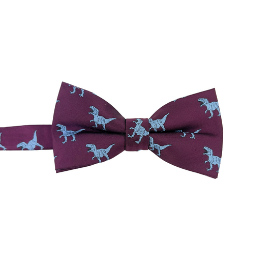 Le 31 Burgundy Bow Tie with Blue T Rex