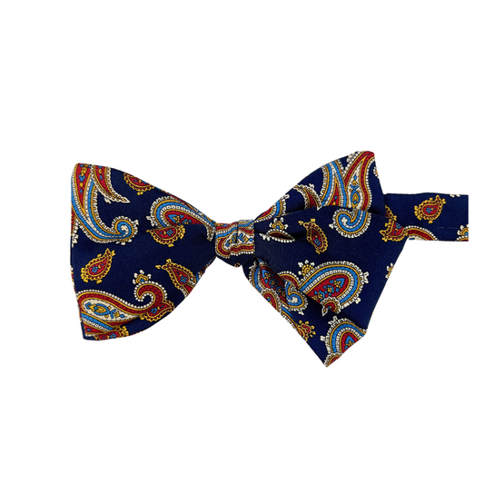 Navy and Rust Paisley Eton Bow Tie