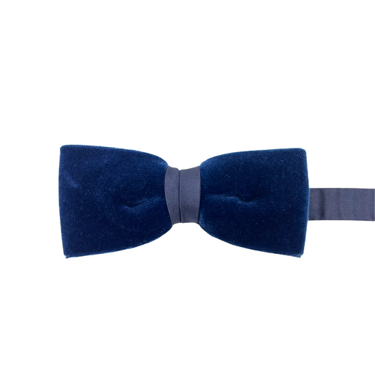 Navy Velvet Bow Tie with Black Satin Wrap