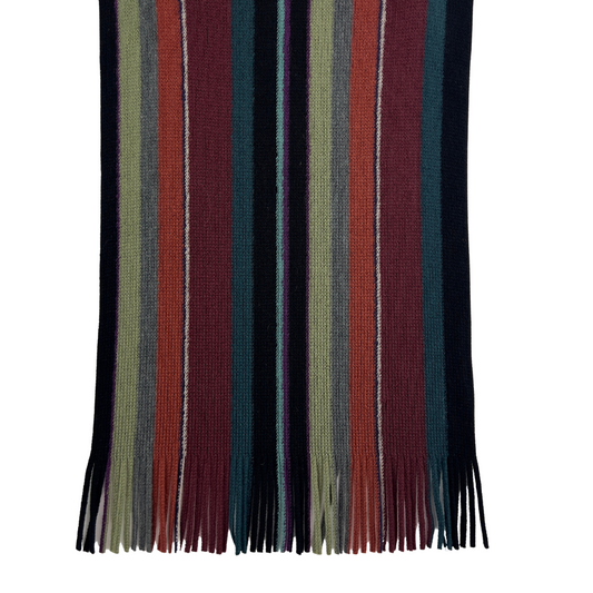 Stripe Knit Scarf in Jewel Tons with Tassel