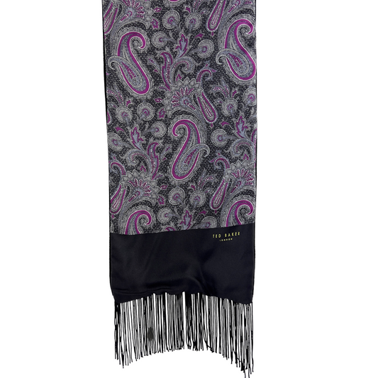 Ted Baker Purple Paisley Neckscarf with Tassels